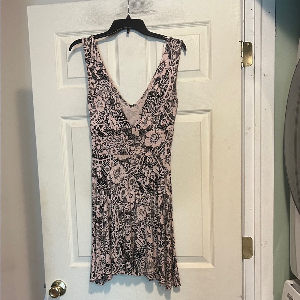 Jane Norman Black and Pink Floral Print Dress Size 10